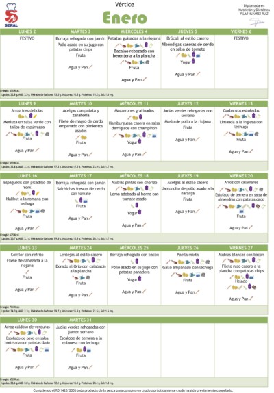 MENU SERAL ENERO-2017